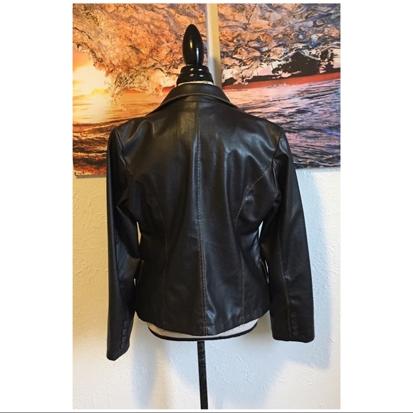 ❌SOLD❌ Brown Faux Leather Jacket - Picture 3 of 6